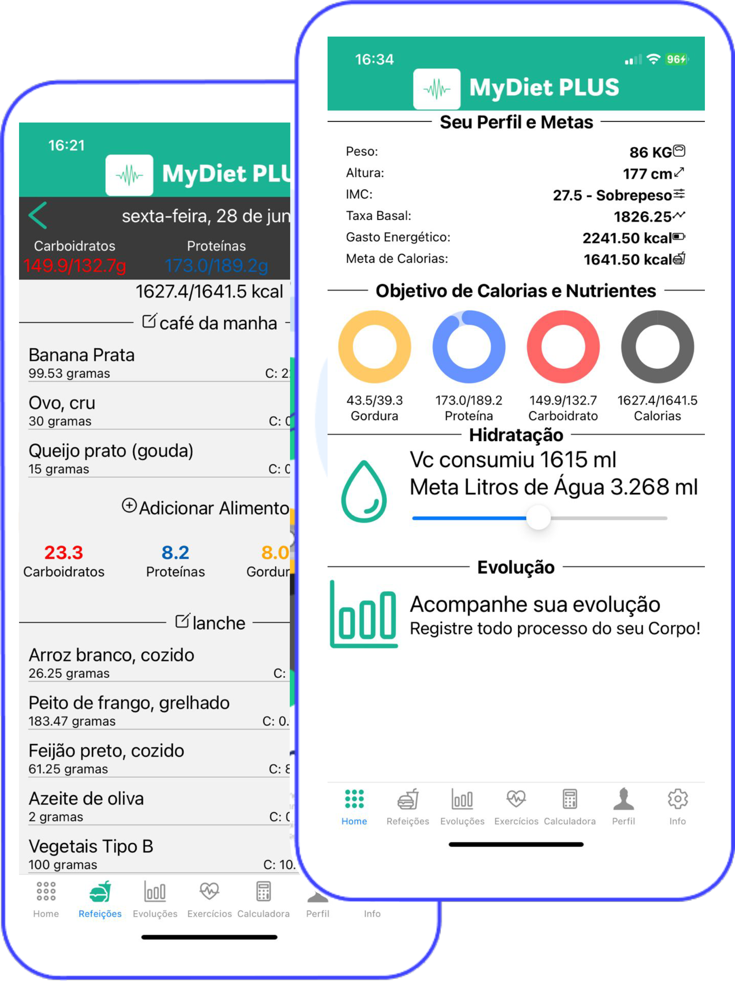 MyDiet PLUS, o contador de calorias gratuito focado em macronutrientes.